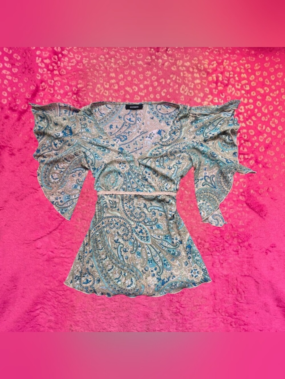Fairycore Express paisley top with ruffle sleeves  Size Small